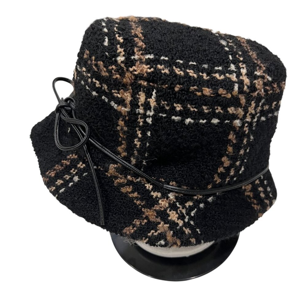 Weave of the Irish Plaid Bucket Hat, Black Tan, M